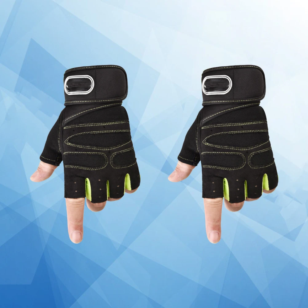 

1 Pair Breathable Half Finger Fitness Gloves Anti-Slip Shockproof Gym Cycling Gloves For Men Women (Light Green Black Size L)