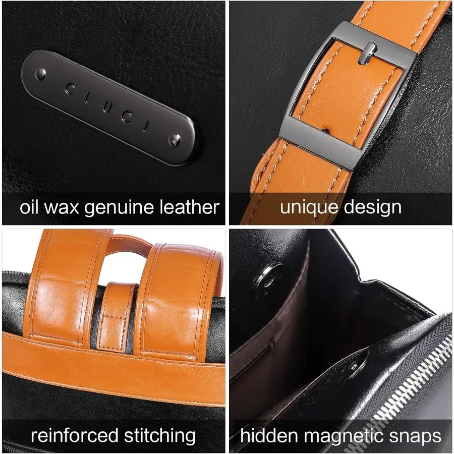 حقيبة ظهر جلدية للنساء مقاس 15.6 بوصة حقيبة كمبيوتر محمول كبيرة حقيبة ظهر أصلية للعمل للسفر