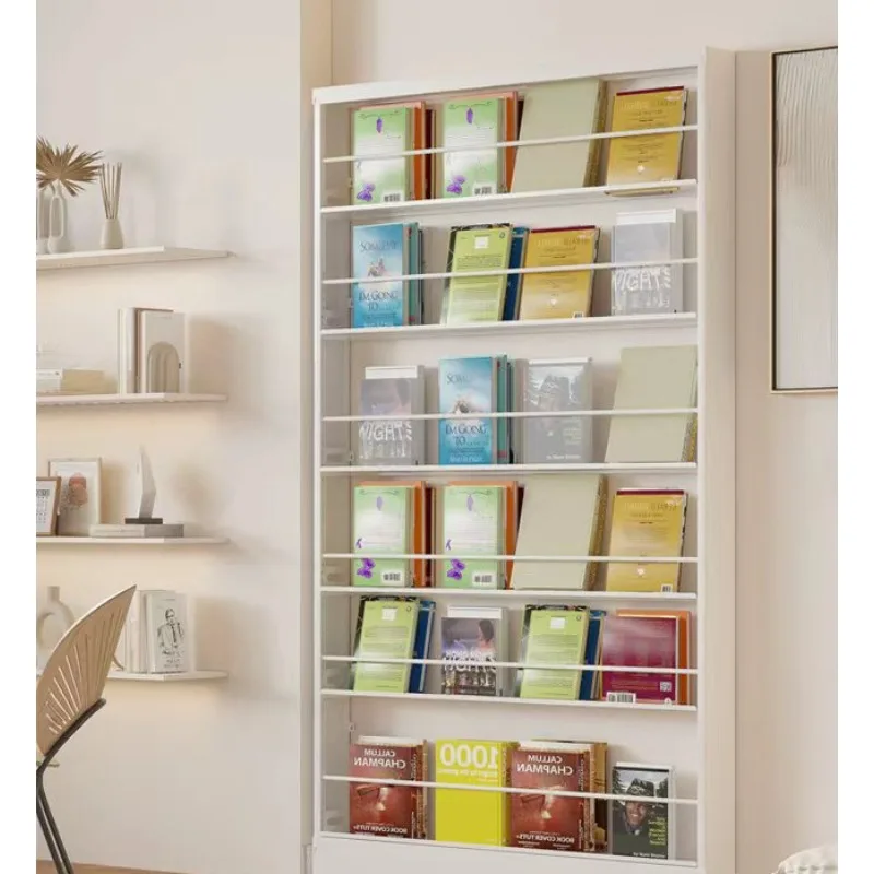 Steel bookshelf shelf, aisle seam rack, floor-to-ceiling against the wall, narrow door, picture book rack