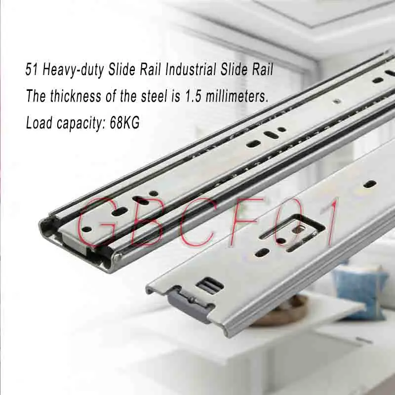 locking 3-section slide Heavy Duty Slide Rail 51mm Wide High Load Capacity RV Locking 3-Section Thickened Drawer Guide