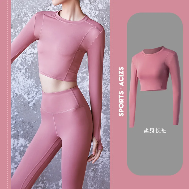 

Spring and Autumn Yoga Top, European and American Cross border Yoga Clothing, Fitness Long sleeved Tight Fit, Slimming and Quick