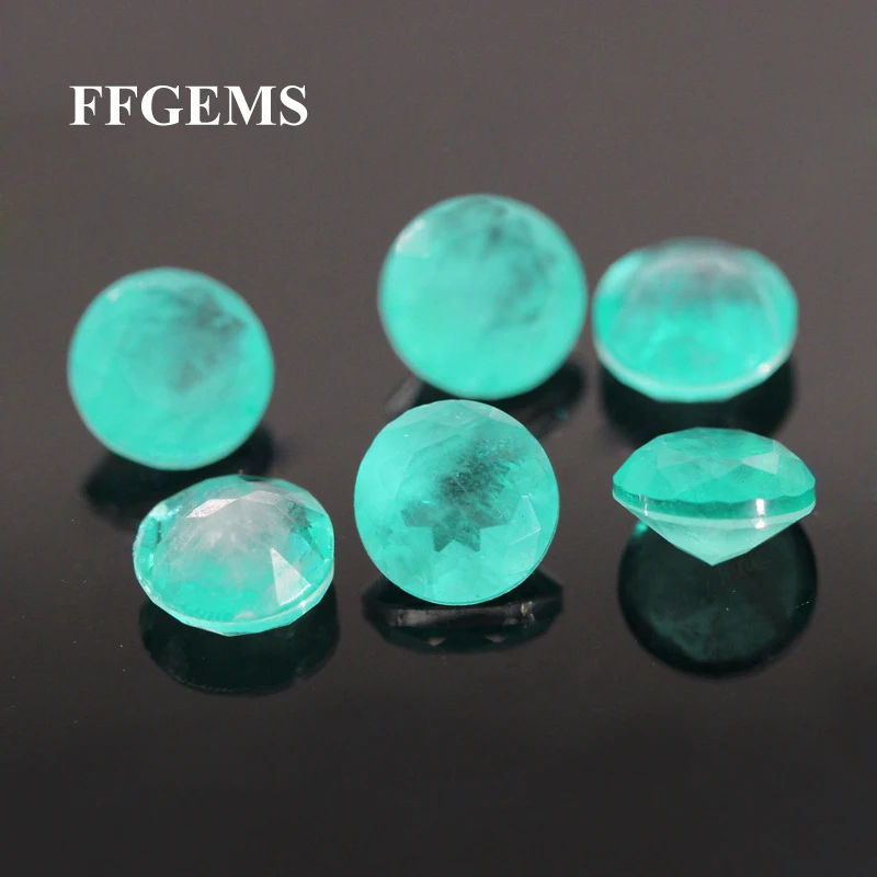 FFGems Lab Created Paraiba Tourmaline Blue Brazilian Round Cut Loose Gemstone For Diy Jewelry Setting Silver Ring Free Shipping