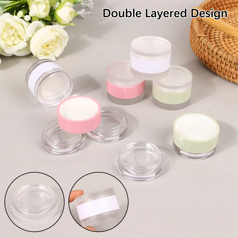 10g Double Layered Round Transparent Matte Empty Lip Masque Bottle Refillable Travel Portable Lip Balm Jar Cosmetic Containers