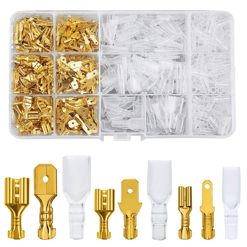 A44T720 ชิ้น 2.8 / 4.8 / 6.3 มม. ชายและหญิง Quick CRIMPING Terminal Blocks พร้อมฉนวนชุด