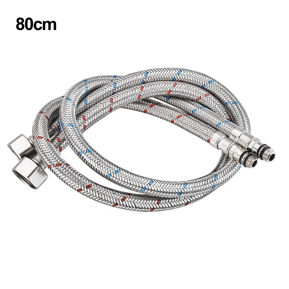 Connection Facuet Hose Pipe Kitchen Shower Stainless Steel Bathroom Fitting 2pcs 60/80cm Accessories Practical