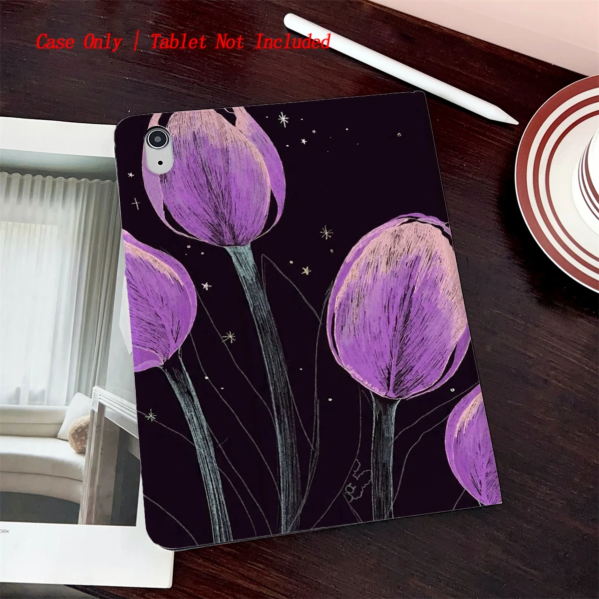 

8. Чехол для iPad с принтом в свежем стиле, 360° ° Вращающаяся подставка и слот для ручки, стиль книги, автоматический режим сна/пробуждения, совместим с различными Apple iPad