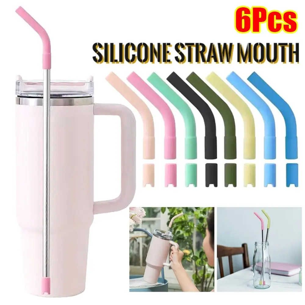 6Pcs Drinking Straws Nozzle Straight Bend Straws Tea Coffee Straw Head Suction Nozzle Drinkware for 8mm Stainless Steel Straw
