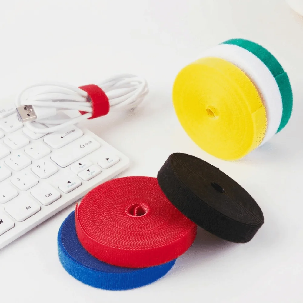 10M/Roll Fastening Tape Cable Ties 10/12/14.5/20mm Free Cut Double Side Hook and Loop Tape Reusable Multi-Purpose