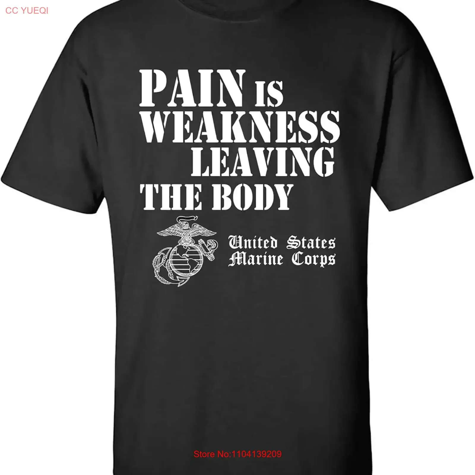zerogravitee USMC Pain is Weakness Leaving The Body  T Military Gr vintage Washed Top For Everyday Wear Casual fashion