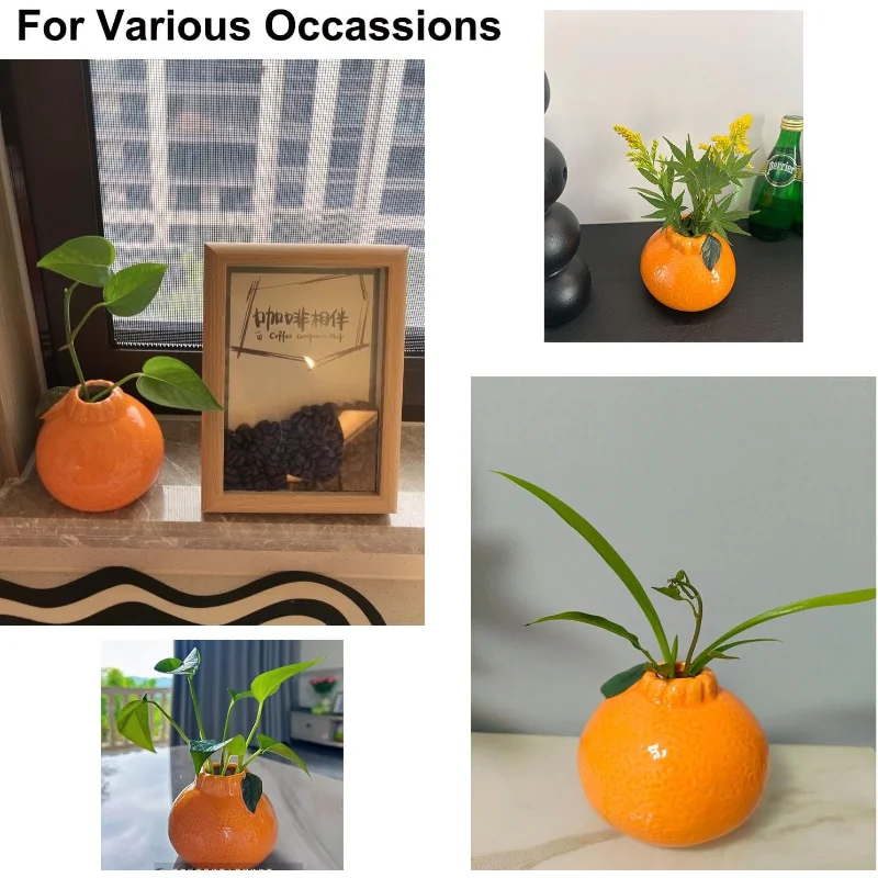 Creative Ceramic Vase Hydroponic Dried Flowers Fruit Shaped Ceramic Pot for Green Radish Desktop Office Home Decor Creative