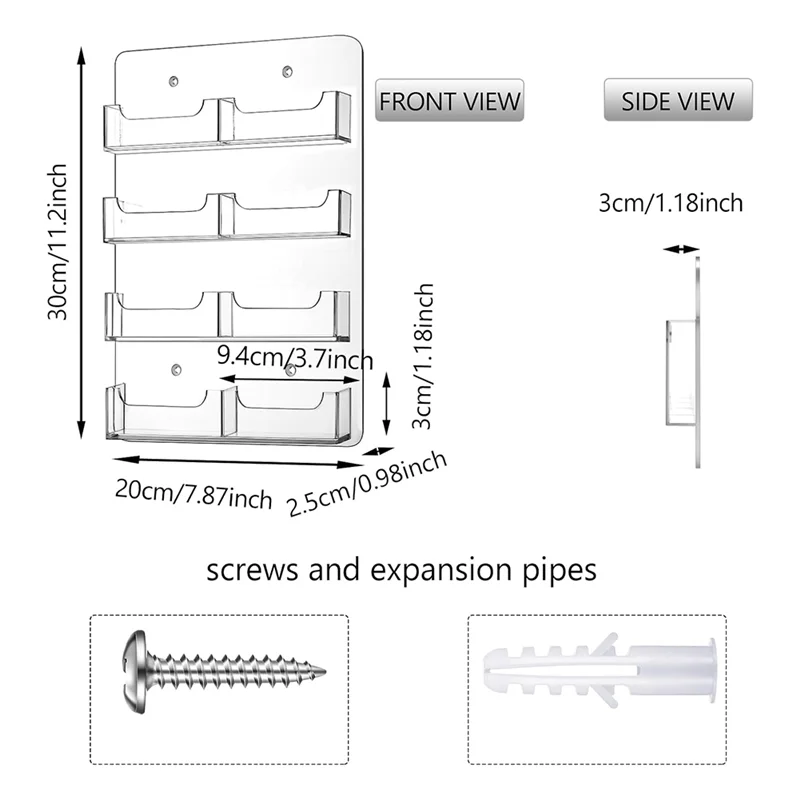 Clear Acrylic Business Card Holder Wall Mount Display Rack Multiple Card Holders Sticker Organizer-AU47