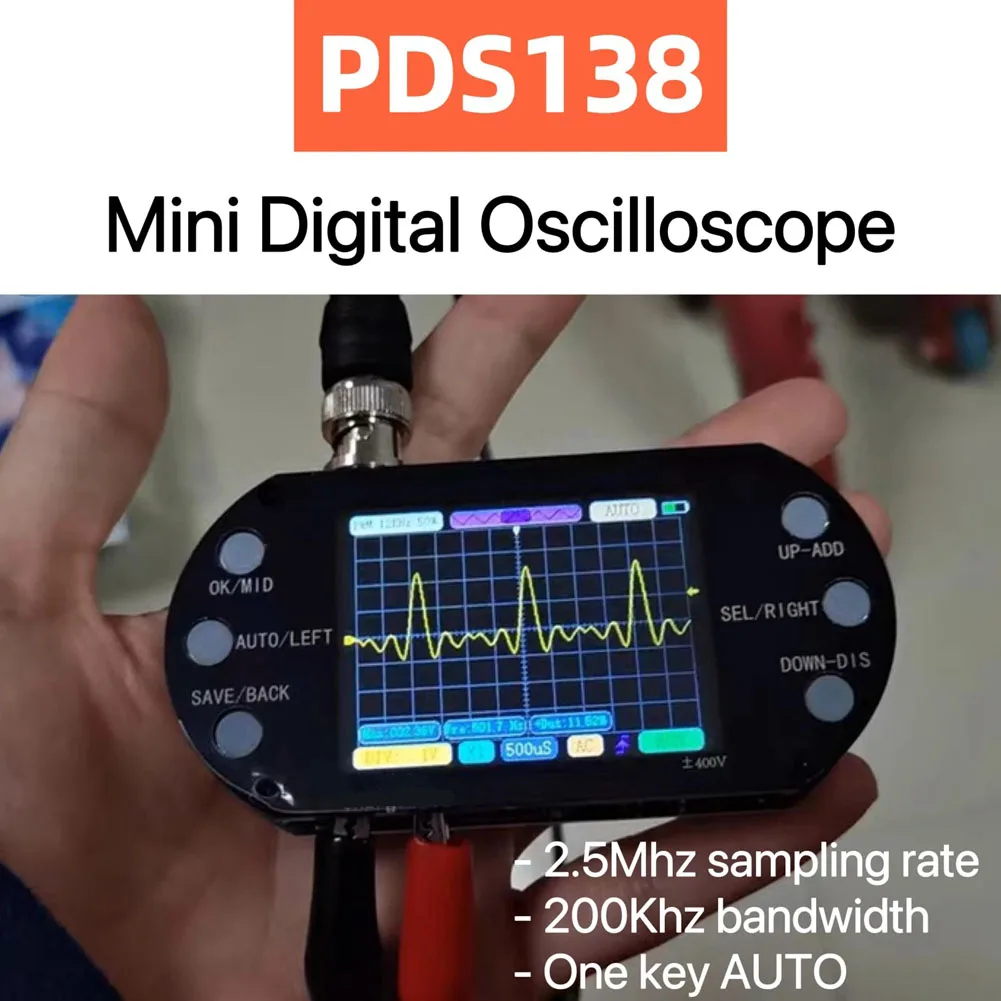 Mini Digital Oscilloscope 2.5Mhz Sampling Rate 200Khz Bandwidth Support AUTO 80Khz PWM For Electronic Repair DIY