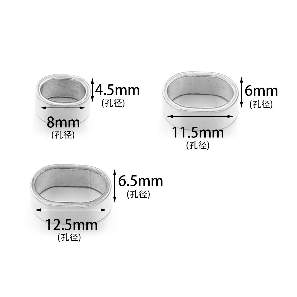 60pcs Stainless Steel Leather Rope Drawstring Circle Bracelet Accessories