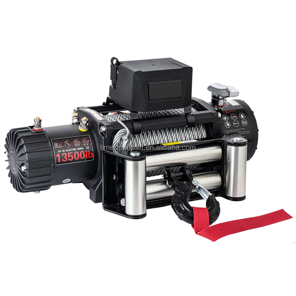 

12V 13500LBS Heavy Duty Electric Winch Portable Outdoor Winch With Steel Rope For SUV Pickups Field Rescue Tow Hooks Included