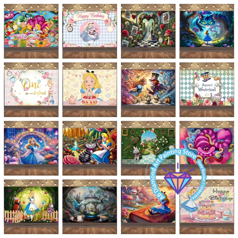 

Alice In Wonderland Cartoon AB Diamond Drawing Kit Square Round Diamond 5D DIY Mosaic Handmade Art Exquisite Gift Home Decor