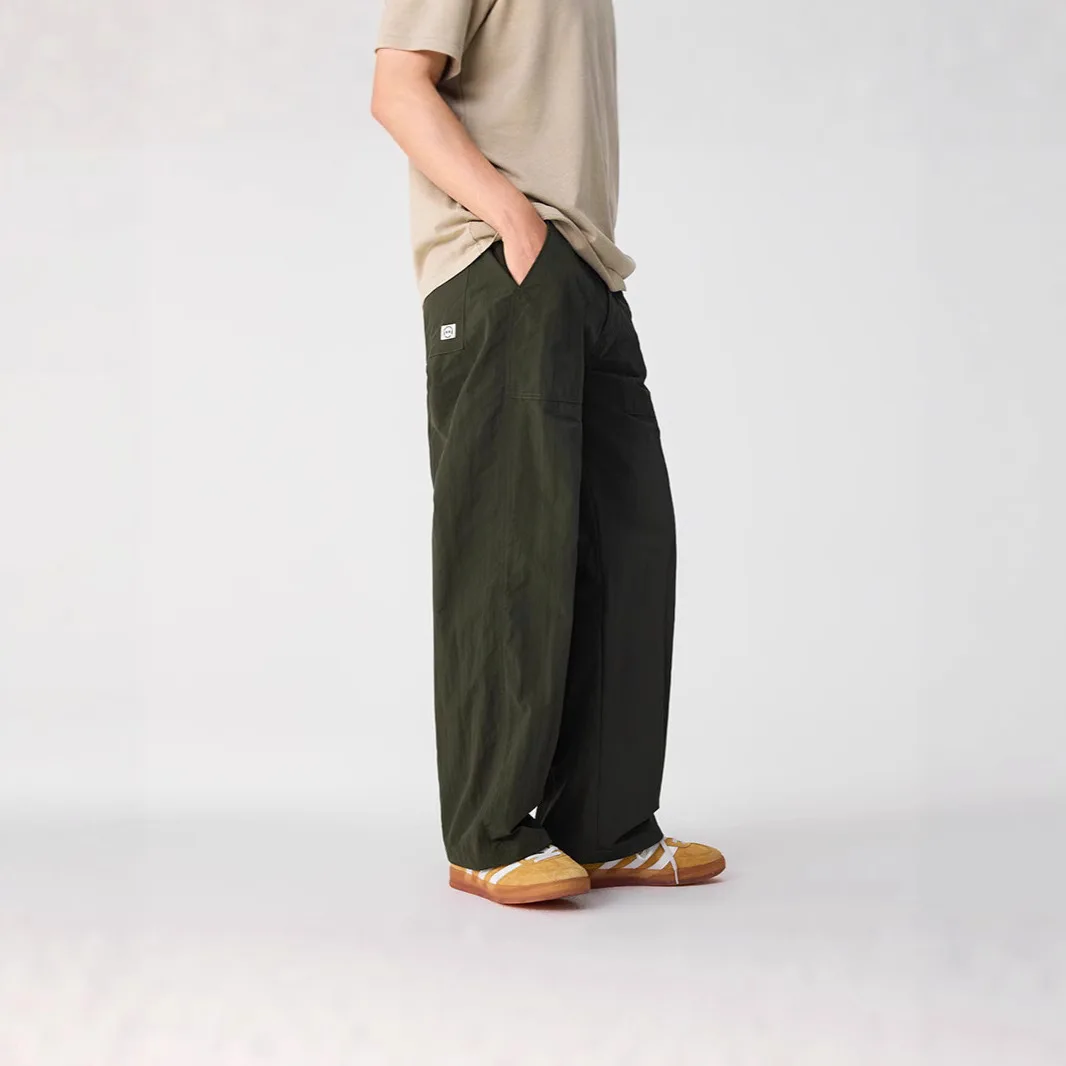 Men's summer quick-drying waterproof charging pants men's loose straight elastic waist trousers men's summer light outdoor thin