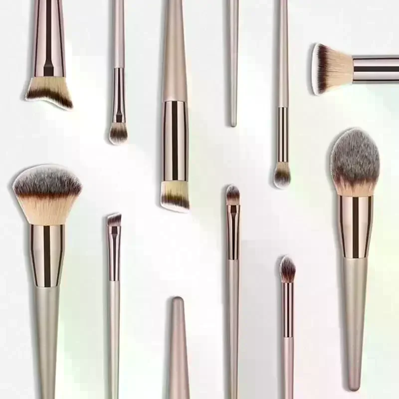 1 Set Champagne Gold Brushes Vegan Cruelty-Free Bristles Makeup Brush Kit All-in-One Full Face & Eye Makeup Kits