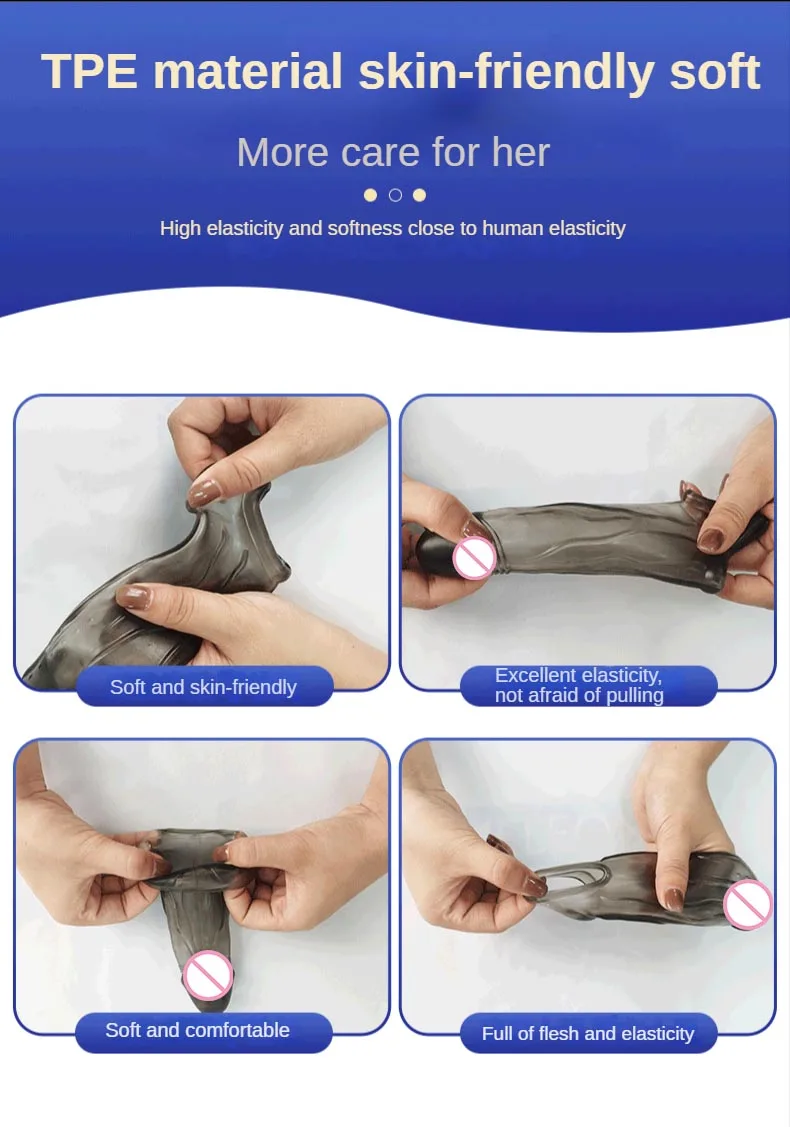 Reusable Penis Extender Cock Rings Delay Ejaculation Penis Condoms Dick Sleeve Silicone Glans Cover Enlargement Sex Toys For Men