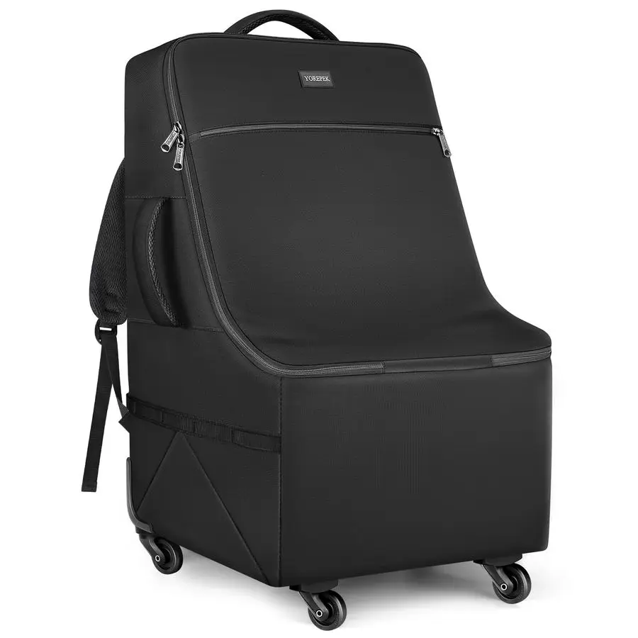 Saco de viagem acolchoado para assento de carro para avião com rodas, sacos resistentes para assento de carro para viagens aéreas, saco de verificação de portão de aeroporto rolante, viagem