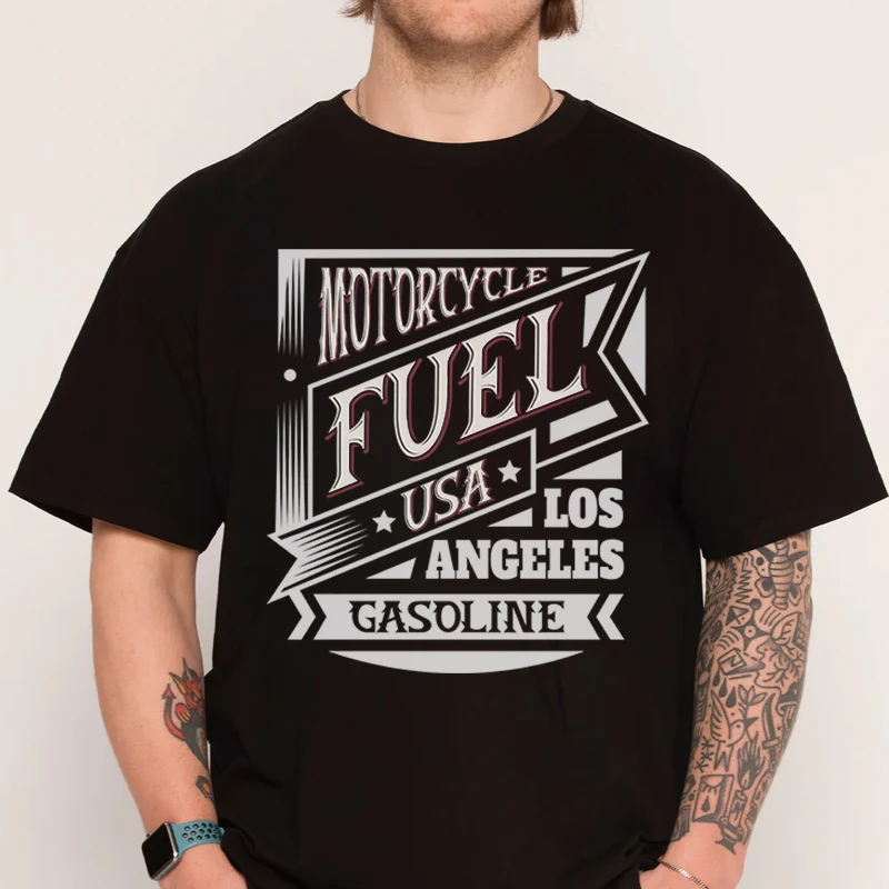 

Vintage Label Design T-shirt Motorcycle 100% Cotton Men Shirt Casual Short Sleeve Clothing O-neck Tees