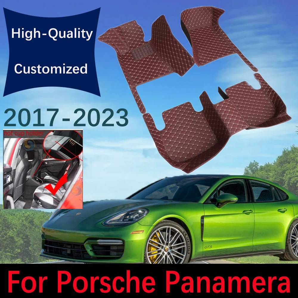 

Custom Leather Car Floor Mats For Porsche Panamera 971 Chassis G2 2017~2023 4seat Automobile Carpet Rugs Foot Pads Interior