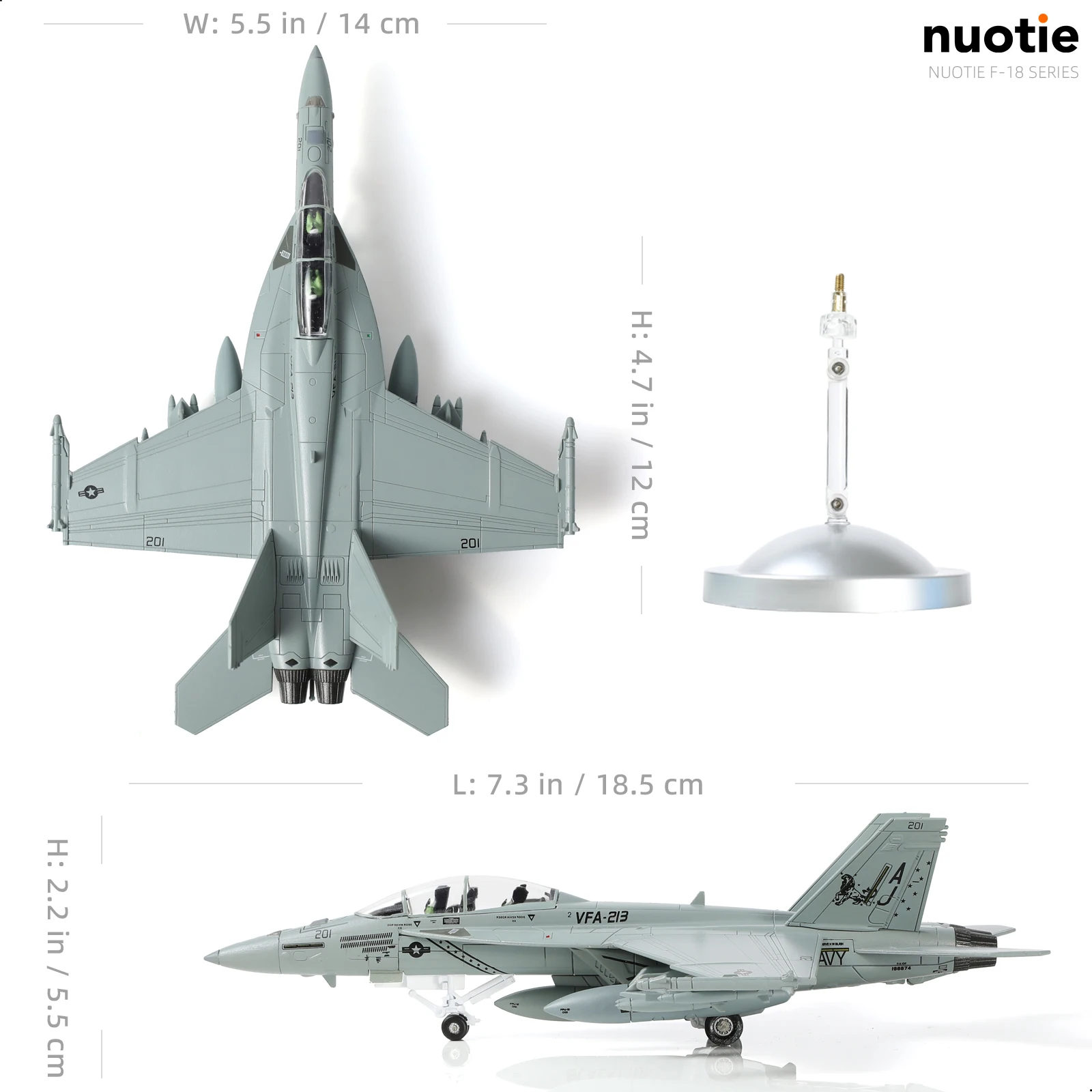 NUOTIE 1/100 F/A-18 Super Hornet US Navy VFA-213 Black Lions Diecast Aircraft with Display Stand Collection Gift for Adult