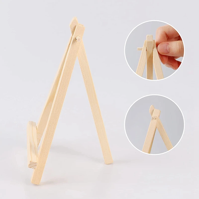 24 Pcs Mini Easels Adjustable Mini Wooden Artist Triangle Easels Small Tabletop Easel For Wedding Business Card