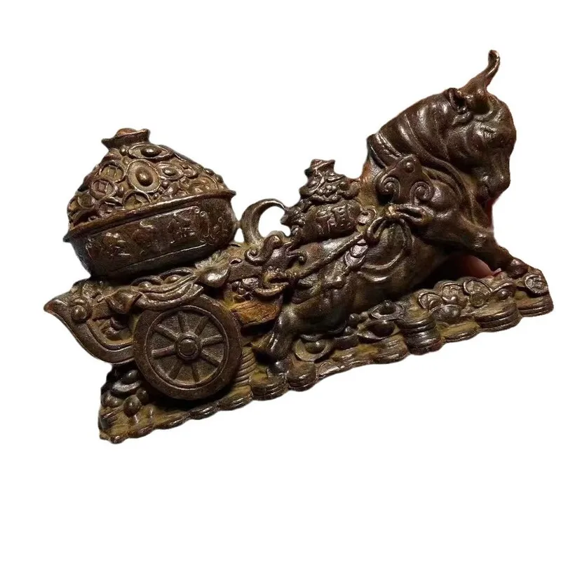 Creative copper alloy fortune cow treasure bowl ornament craft decoration for attracting wealth, office gift