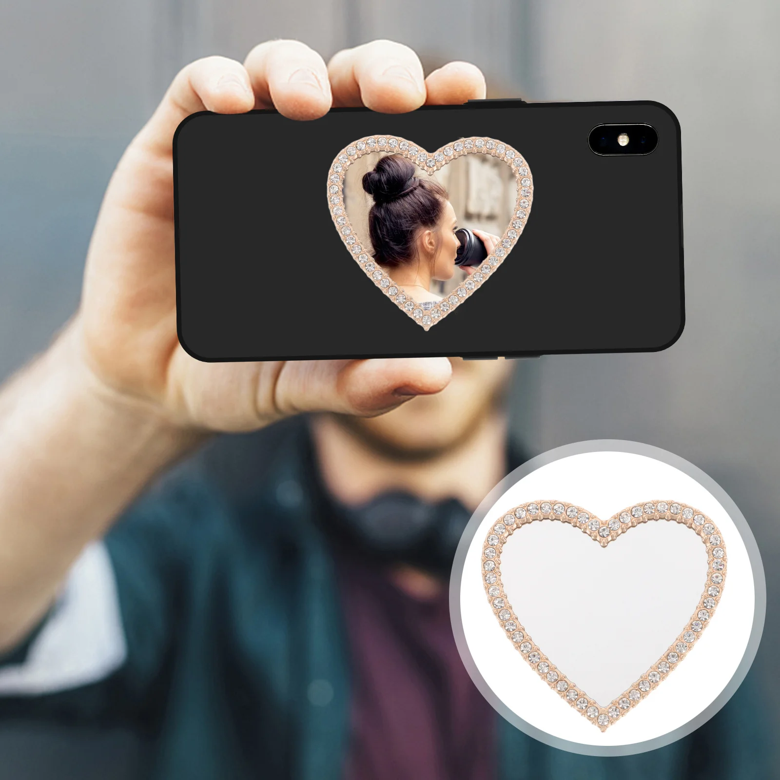 

5Pcs Heart Shaped Small Compact Travel Mirror Mini Portable Pocket Mirror for Makeup Phone Case Accessory Phone Case Decor