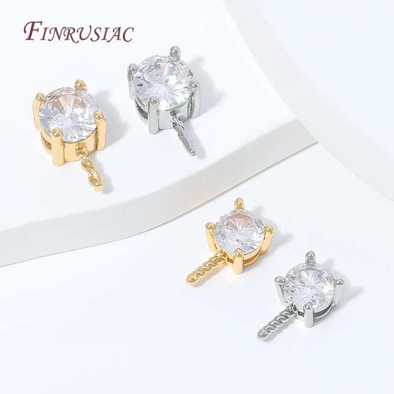 18K Gold Plated CZ Prong Set Pearl Connector,Zircon Inlaid Pearl Mounting Accessories,DIY Necklace Bracelet Jewelry Making view 4