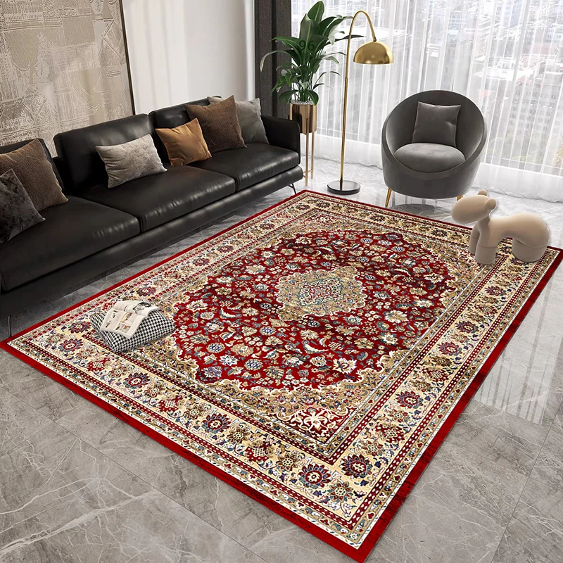 

Persian Retro Carpet for Living Room Luxury Decoration Home Bedroom Washable Non-slip Rug Kitchen Easy Clean Lint-free Floor Mat