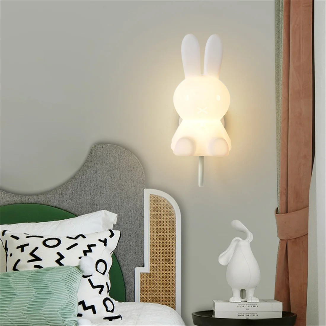 Cartoon Rabbit Kids Bedroom Led Wall Lamp Home Decoration Corridor Stairs Bedside Living Room Sconces Baby Sleeping Night Lights