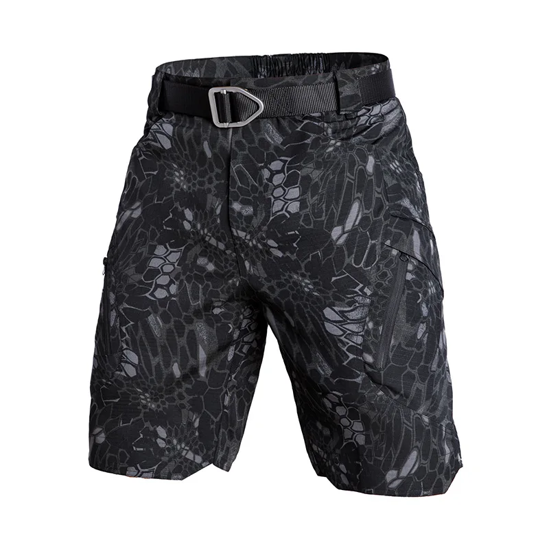 

Men's Camo Tactical Shorts Quick Dry Ripstop Multi Pockets Elastic Waist Summer Cargo Pants for Hiking Fishing Camping Training