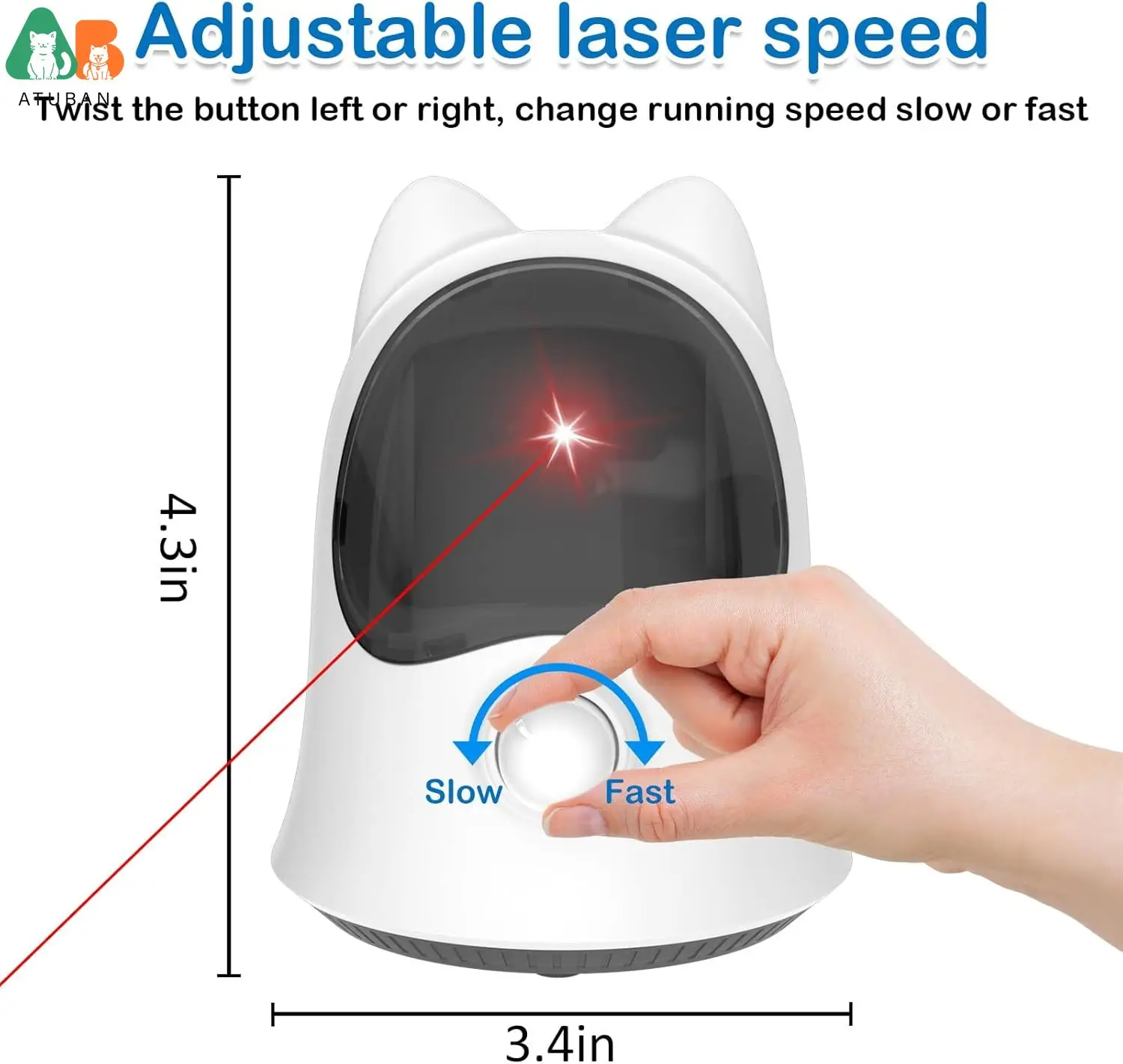 Laserowe zabawki dla kotów ATUBAN z prawdziwą losową trajektorą, automatyczna zabawka laserowa dla kota, interaktywne zabawki dla kotów domowych