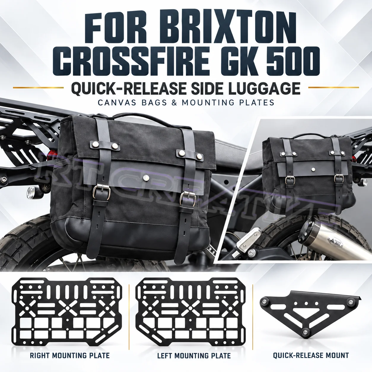 Multi-purpose Side Tool Bag, Quick Release Side Support Bracket Fit Brixton Crossfire 500