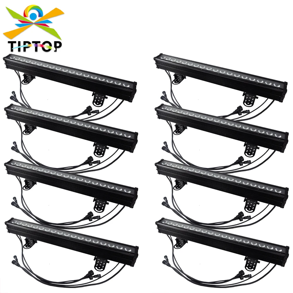 

TIPTOP 8XLOT IP65 18x18W Waterproof Outdoor Led Bar Stage Led Wall Washer Aluminum Body Adjustable Mounting Clamps Rotating Foot