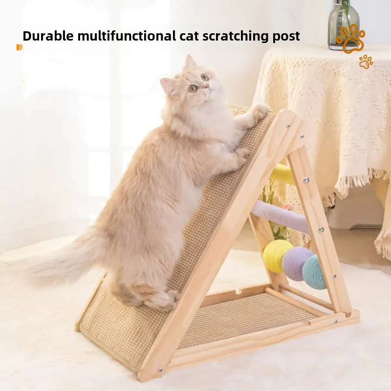 

Cat Scratching Board Climbing Frame Sisal Post Not Drop Crumbs Solid Wood Simple Pet Furniture Vertical Toy Products Accessories
