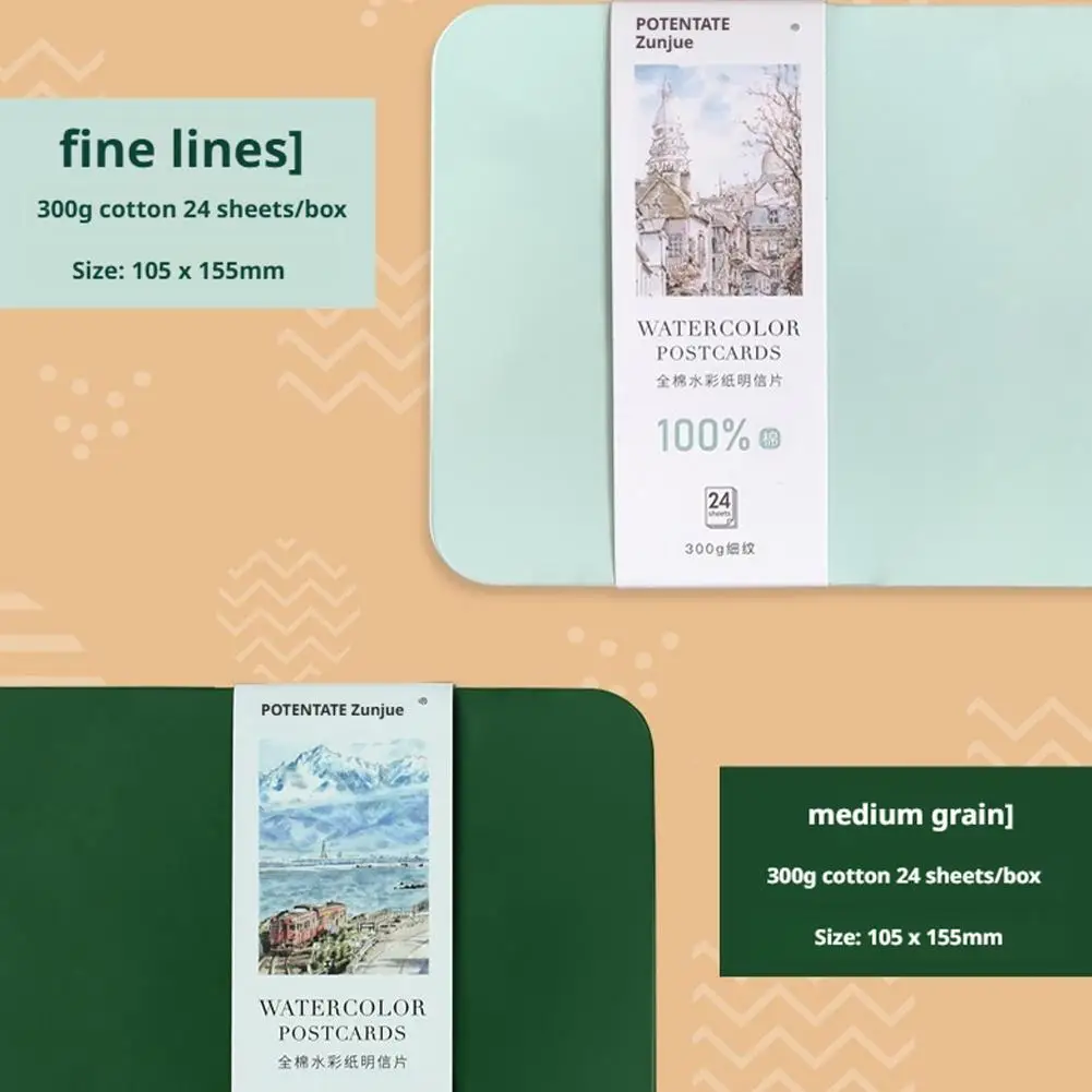 

POTENTATE акварельная книга, хлопок художника, грубый зернистый акварельный бумага, 300 г, открытка, жестяная коробка, дорожные эскизы, товары для рукоделия