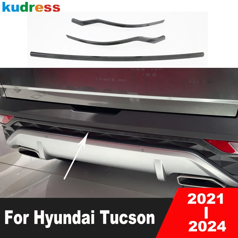 

For Hyundai Tucson NX4 2021 2022 2023 2024 Carbon Fiber Rear Bottom Bumper Cover Trim Tailgate Lid Molding Strip Car Accessories