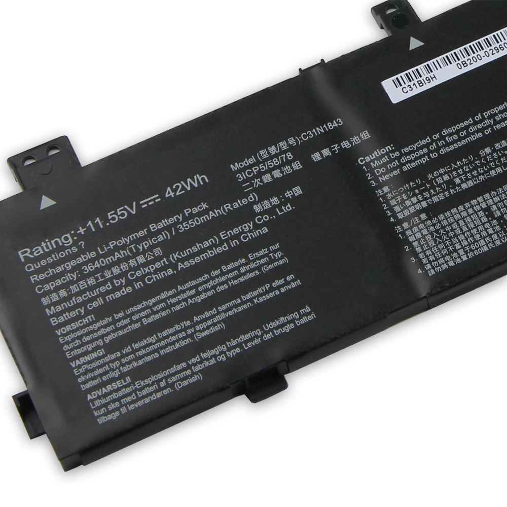 

C31N1843 For ASUS VivoBook 15.6″ S14 S15 Series X432FA X532FA X532FL S432FL S432FA S532FA S532FL New Replacement Battery 3640mA