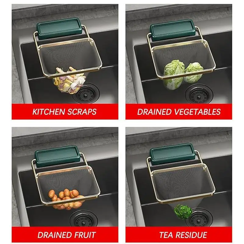 Sink Drain Rack For Food Waste Kitchen Leftover Filter Holder With Mesh Bag Multi-purpose Mesh Waste Rack Easy To Install And