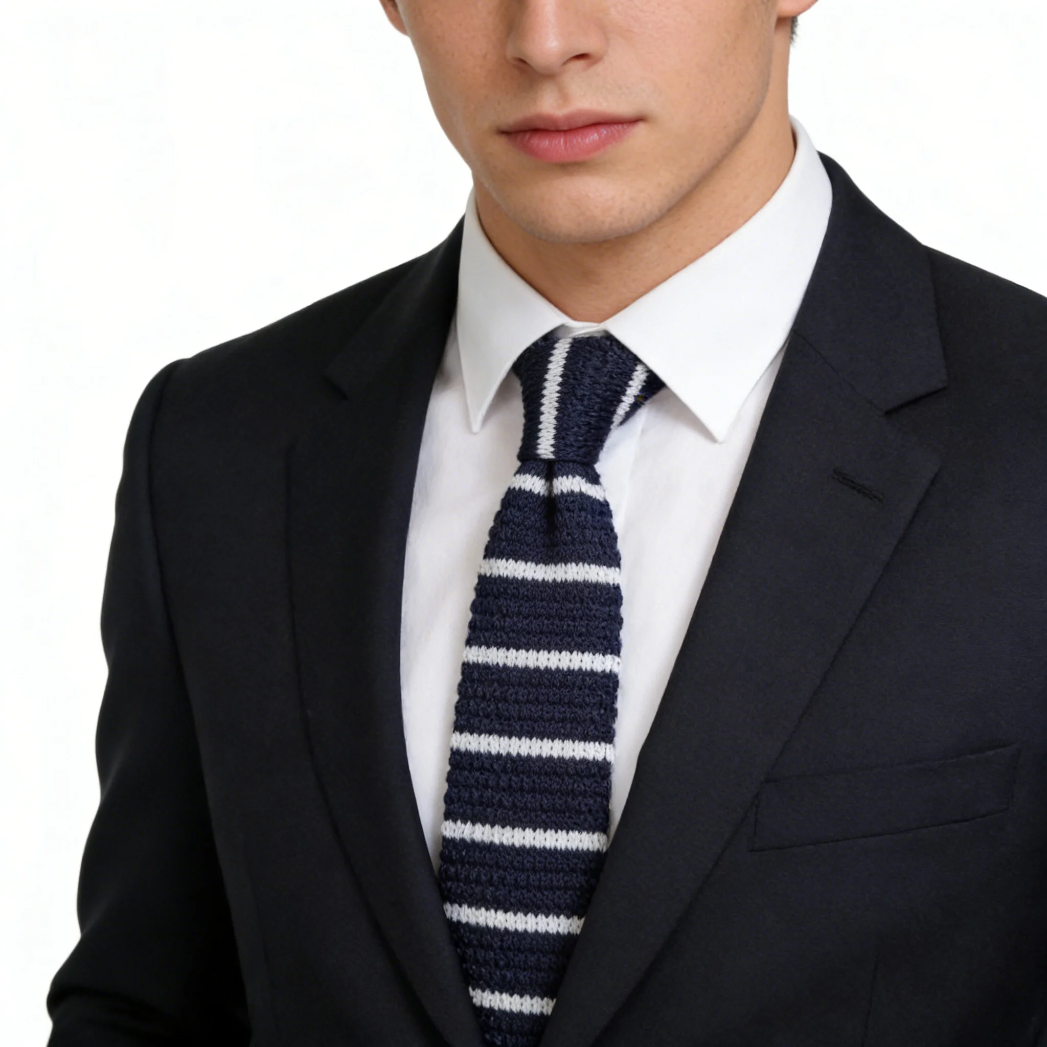 Brand New Men\'s Vintage Striped Knit Neck Ties For Man Party Fashion Colorful Knitting Tie Navy Red Wedding Slim Necktie Cravata