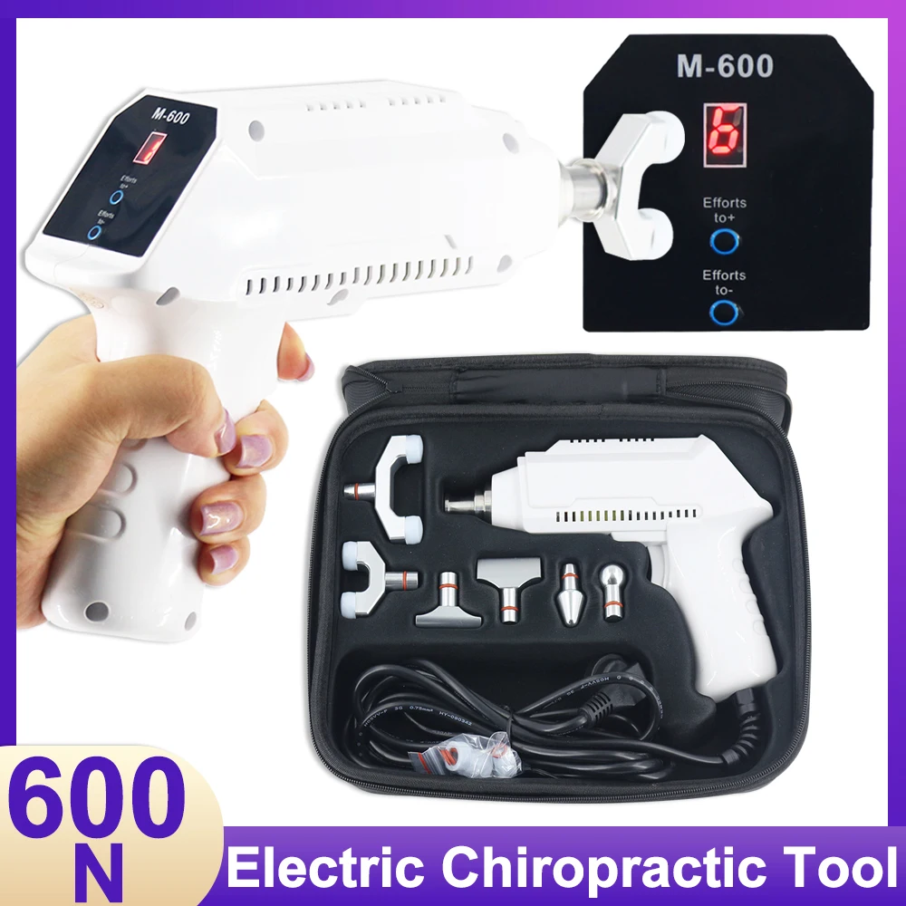 600N Electrical Chiropractic Adjusting Tools Impulse Therapy Alleviate Chronic Pain Spinal Correction Massage Gun 6 Heads