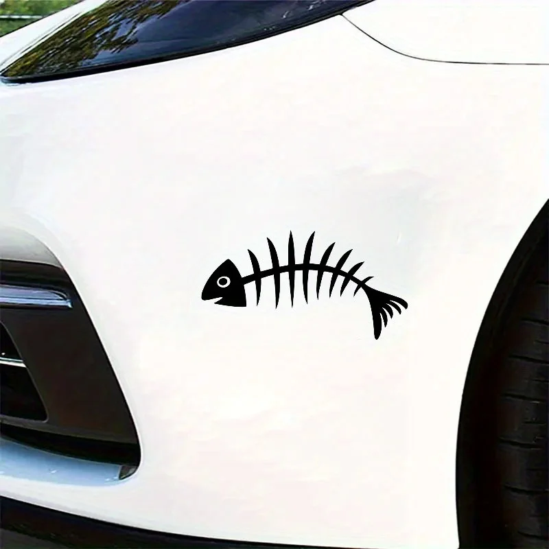 

Матовая виниловая наклейка «Рыбья кость», черная 2D плоская наклейка для автомобильного бампера, окна, ноутбука и домашнего декора
