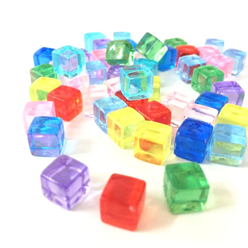 50 Stks/set 13 Kleuren 8Mm Transparante Vierkante Hoek Kleurrijke Crystal Dobbelstenen Schaken Stuk Haakse Zeef Voor Puzzel Game