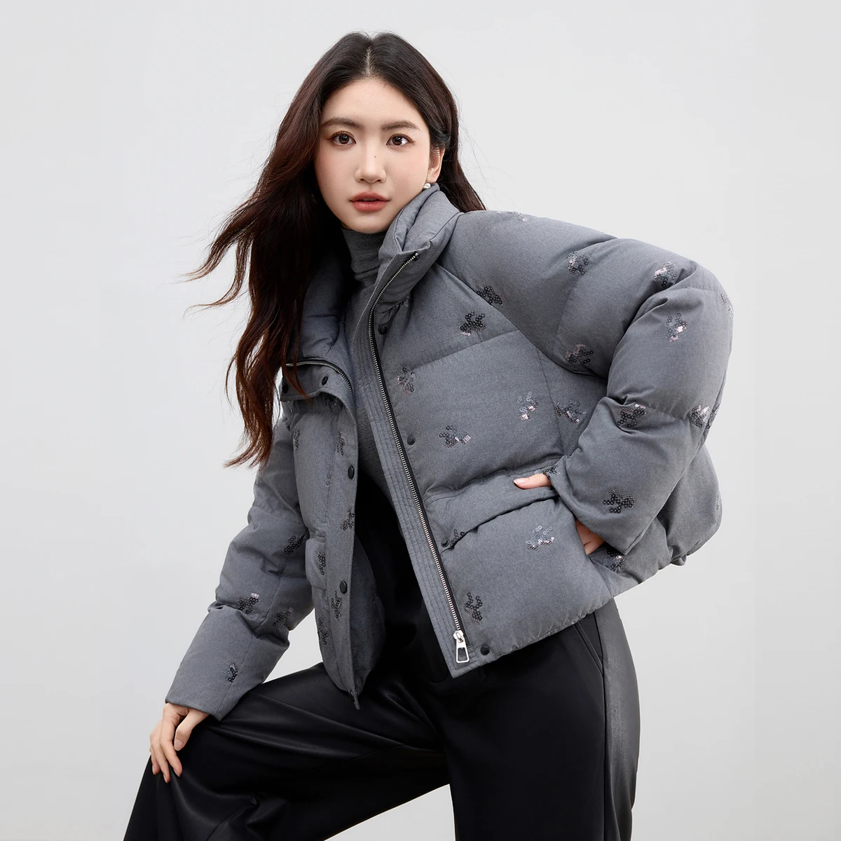 SENTUBILA hiver chaud vers le bas manteaux pour femme col montant doudoune 2025 hiver mode trajet femme vêtements W54YC2880