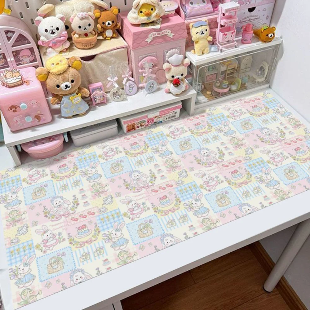 

Kawaii Rabbit Flower Advanced Rubber Desk Pad Non-Slip Small Large Mouse Pad Home Office Carpet Pc Laptop Mouse Mat Keyboard Pad