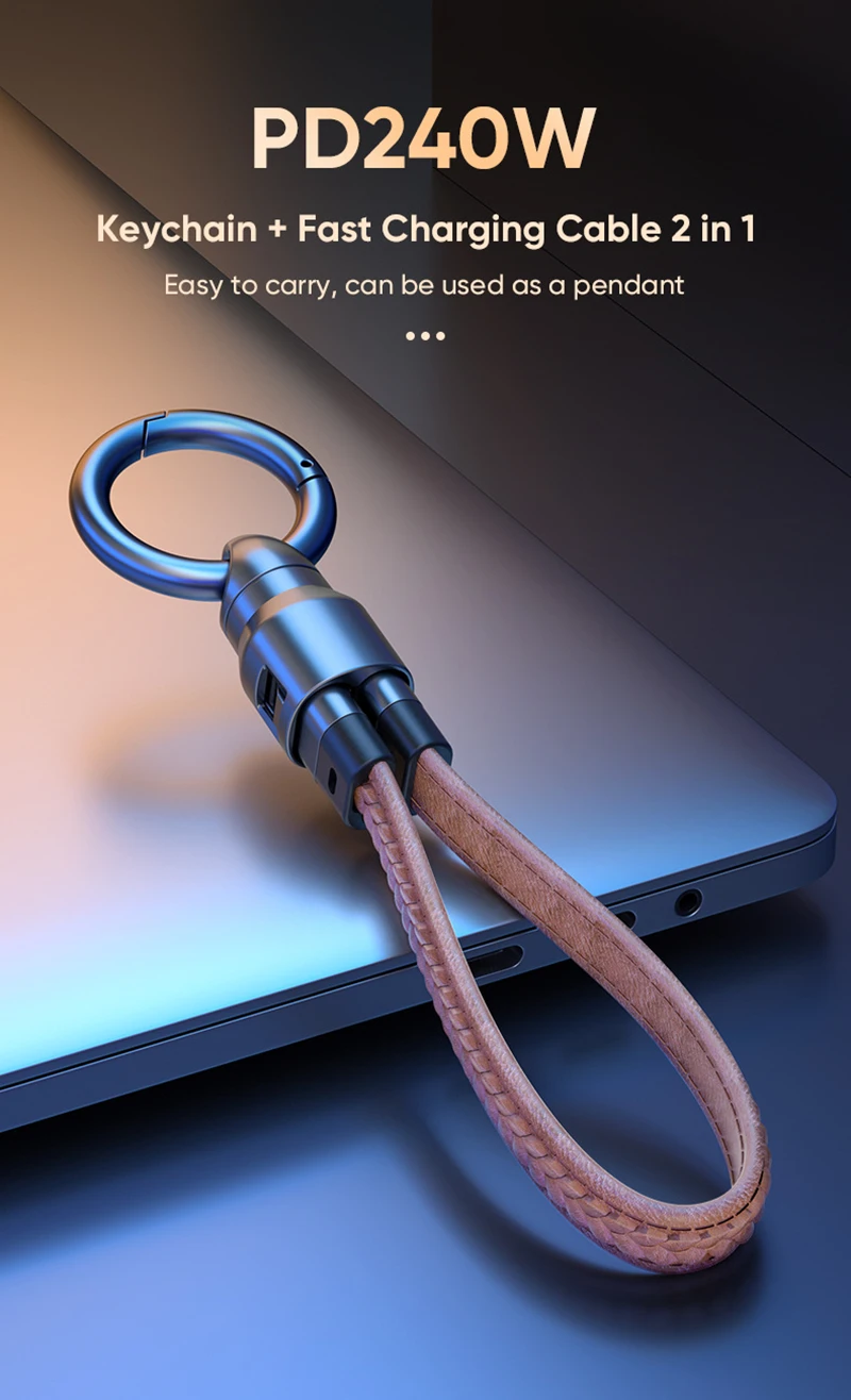 

Portable Keychain USB C Charger Cable Short 240W 5A Fast Charging Cord Type C Short Charging Cable For Phone MacBook Android New