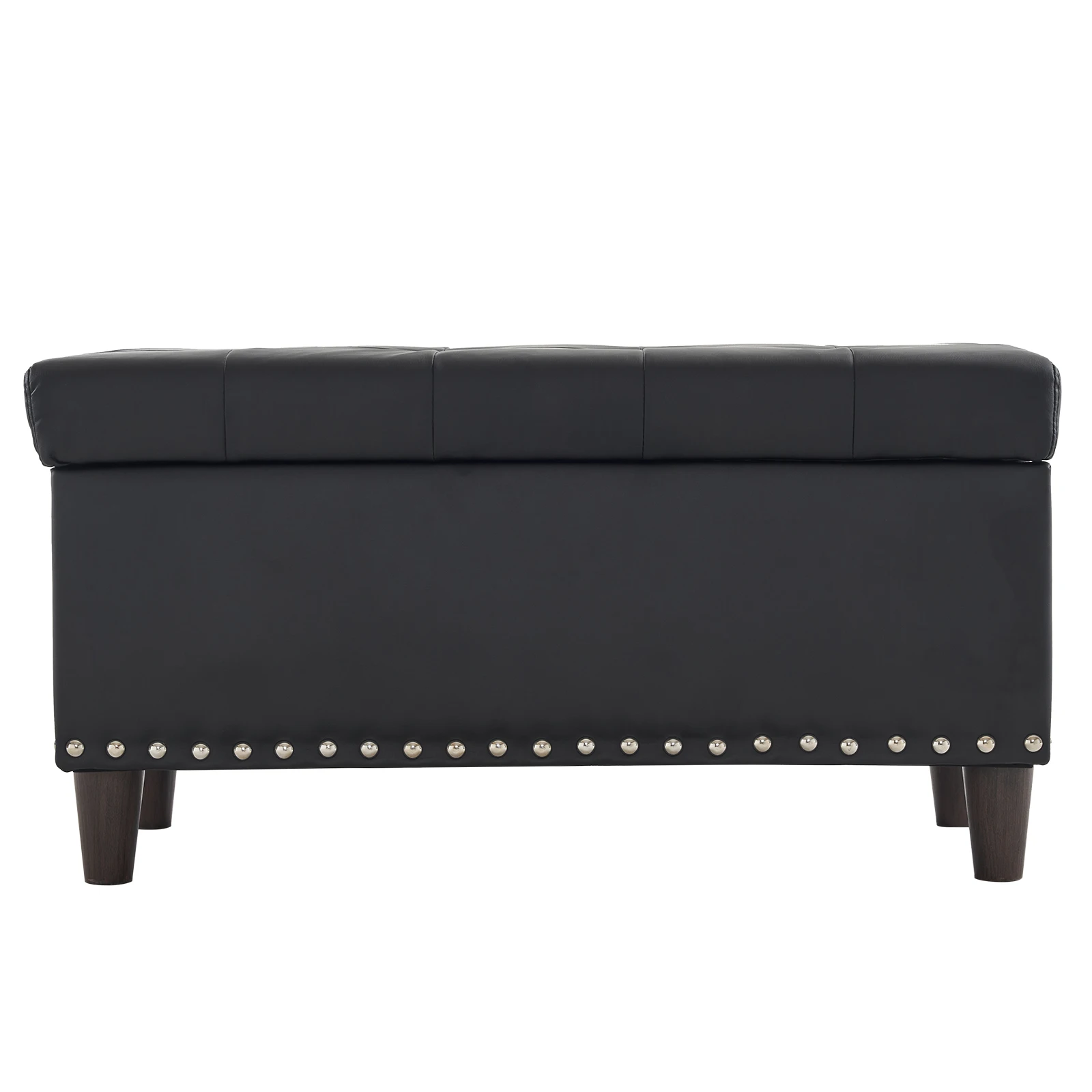 31.5 Inches 80*41*42cm  PU With Storage Copper Nails Bedside Stool Footstool Black