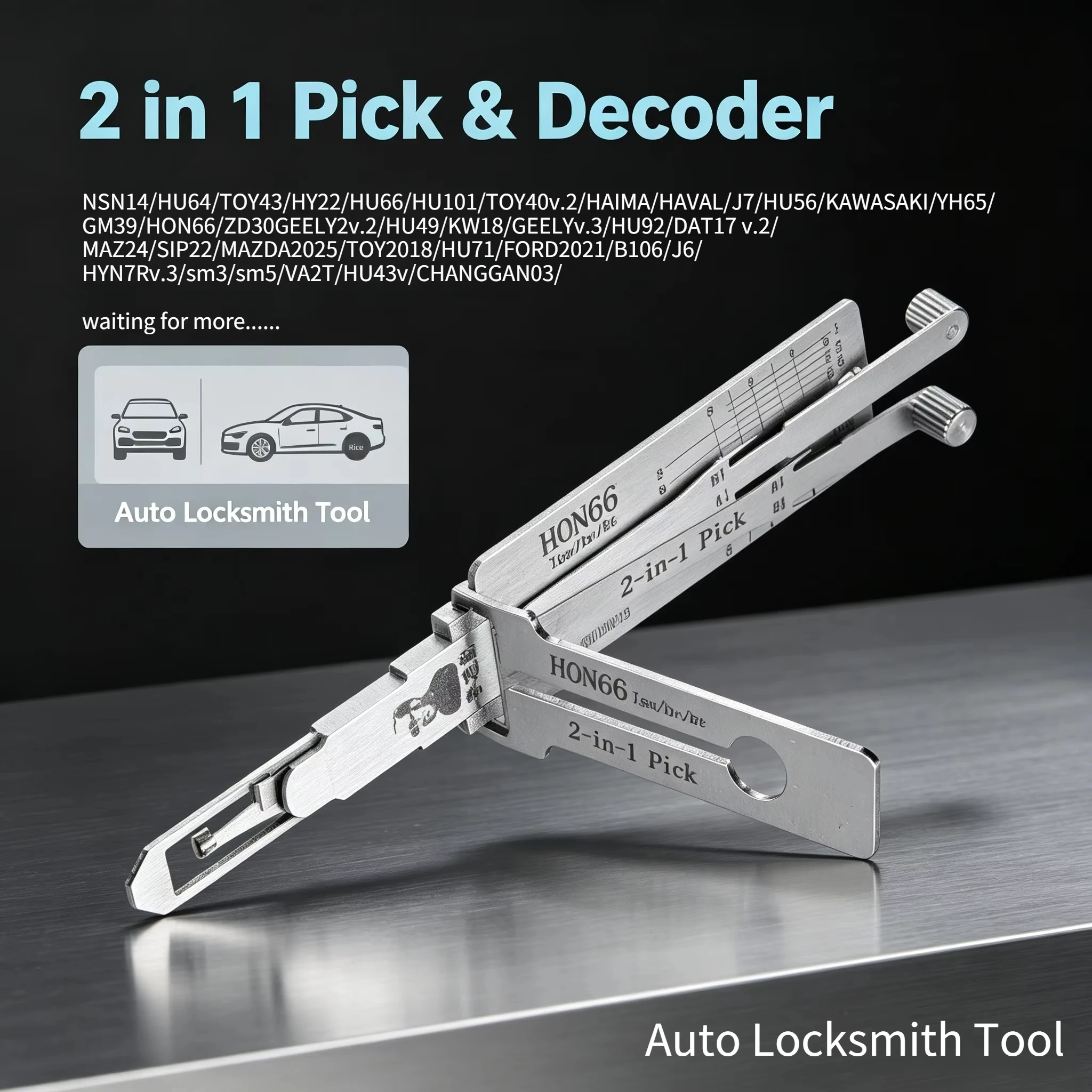 Various 2 in 1 Professional Car Key Decoder Locksmith Repair Tool for MAZDA HU66 HU101 HU92 HON66 SIP22 VA2T Most of Cars Hooks